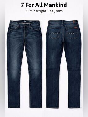 7 For All Mankind Slim Straight Jeans in Deep Indigo